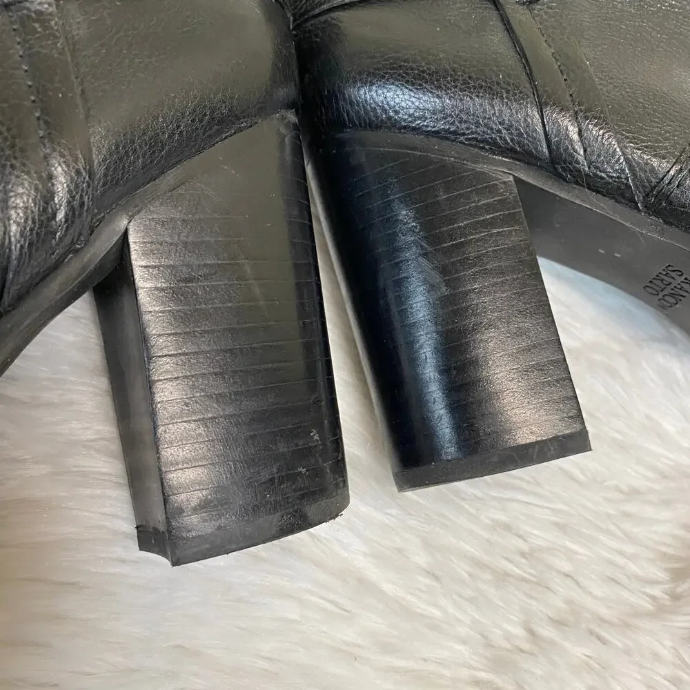 Franco Sarto Occela Black Leather Ankle Boots Size 8